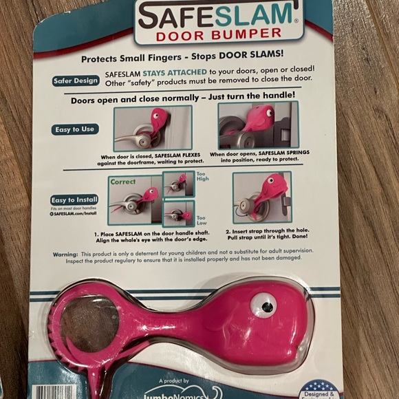 2 SafeSlam Door Stopper Protects Child Hands Dog Cat Whale Pinch Guard Pink Gray - Picture 5 of 8